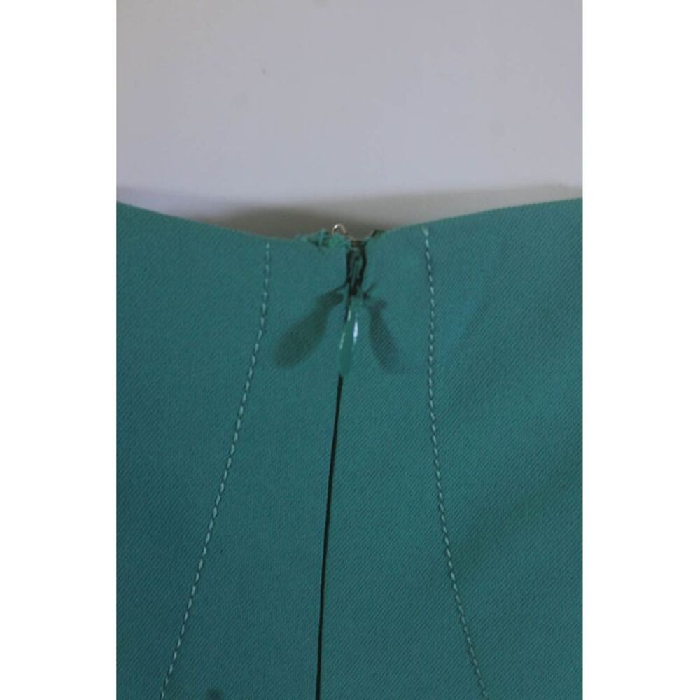Zac Posen Womens Silk Short Sleeves V Neck A Line Dress Turquoise Blue Size 4 - Picture 4 of 7